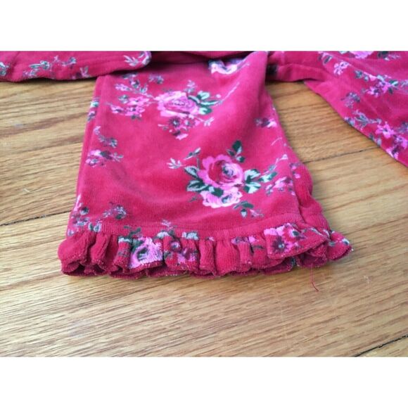 Cherokee 9m Baby Girls Floral Velour Maroon Pantsuit 2pc Fall/Winter Ruffles - Picture 4 of 5